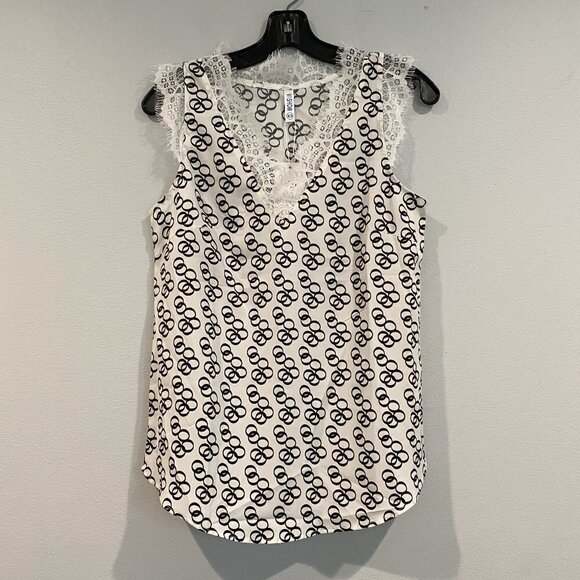 VIIShow Black and White Patterned Tank Top Blouse - Size XS - Picture 1 of 5